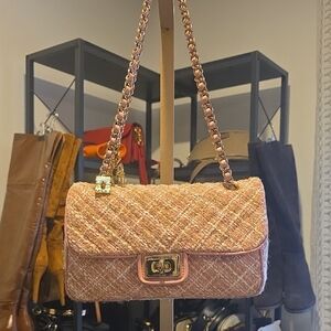 Karl Lagerfeld Pink Tweed Shoulder Bag